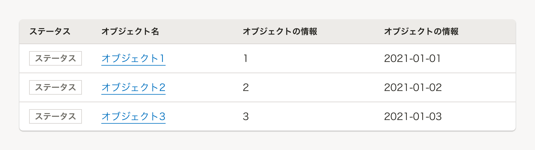 スクリーンショット: オブジェクトの情報の表現